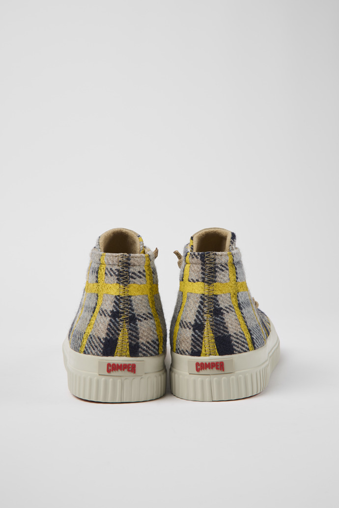 Back view of Peu Roda Yellow multicolored recycled wool sneakers for women