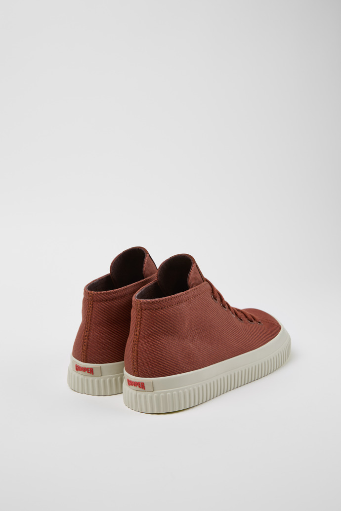 Back view of Peu Roda Red recycled cotton sneakers for women