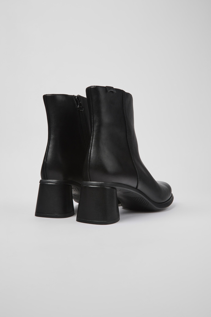 Back view of Kiara Black leather and recycled PET boots for women