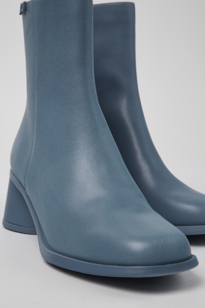 Close-up view of Kiara Gray leather boots for women