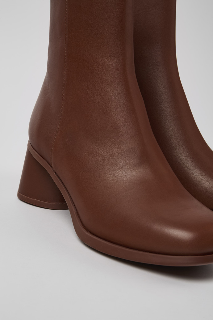 Close-up view of Kiara Red leather boots for women