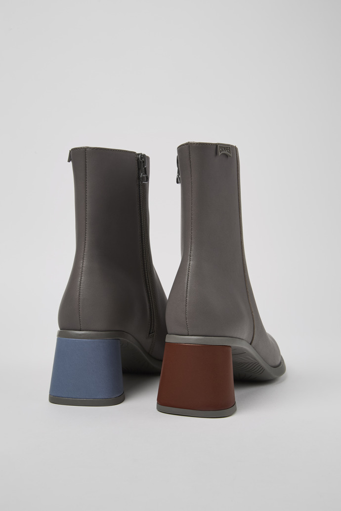 Back view of Twins Gray leather boots for women