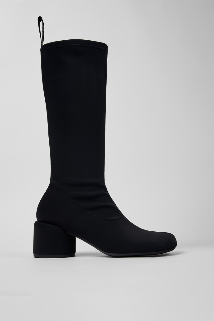 Image of Side view of Niki Black Textile Bootie for Women