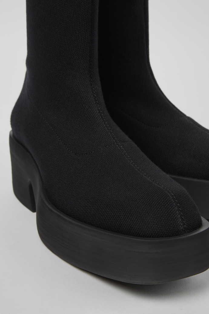 Close-up view of Billie TENCEL® Black textile boots for women