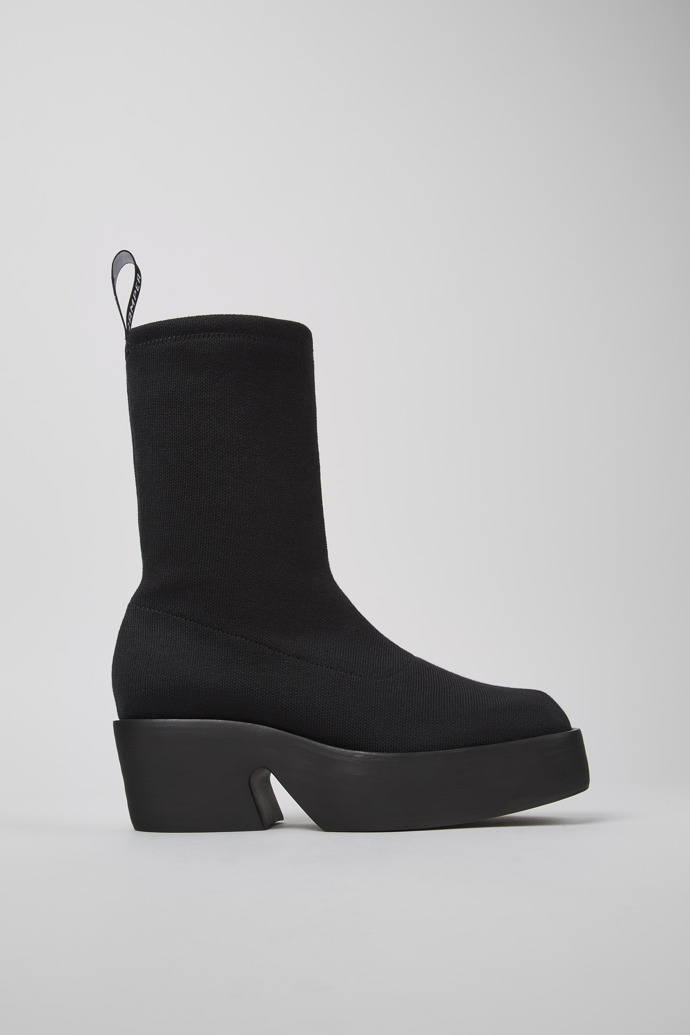 Side view of Billie TENCEL® Black textile boots for women