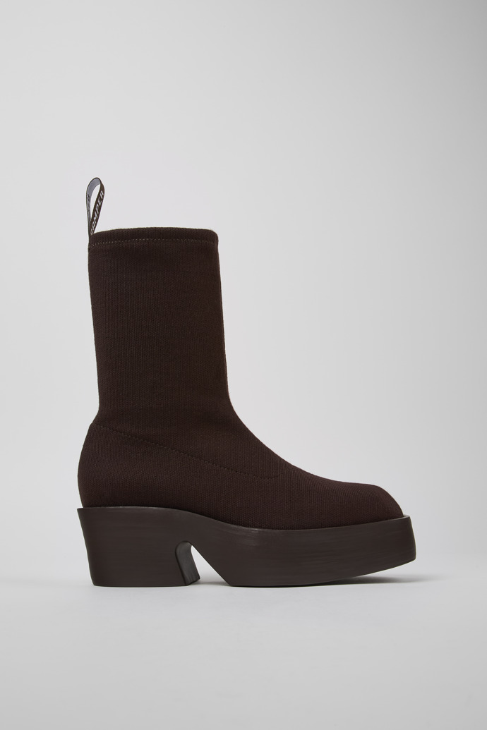 Side view of Billie TENCEL® Brown textile boots for women