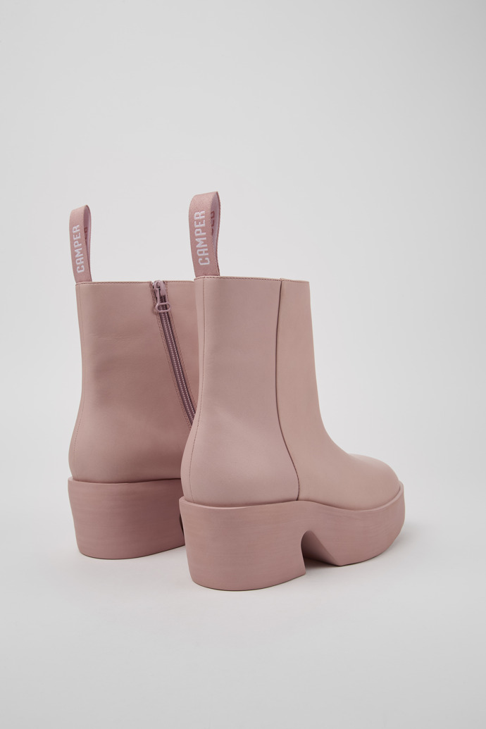 Back view of Billie Pink leather boots for women