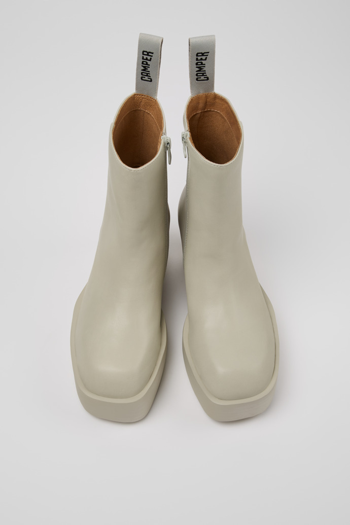 Overhead view of Billie Gray Leather Mid Boots for Women.