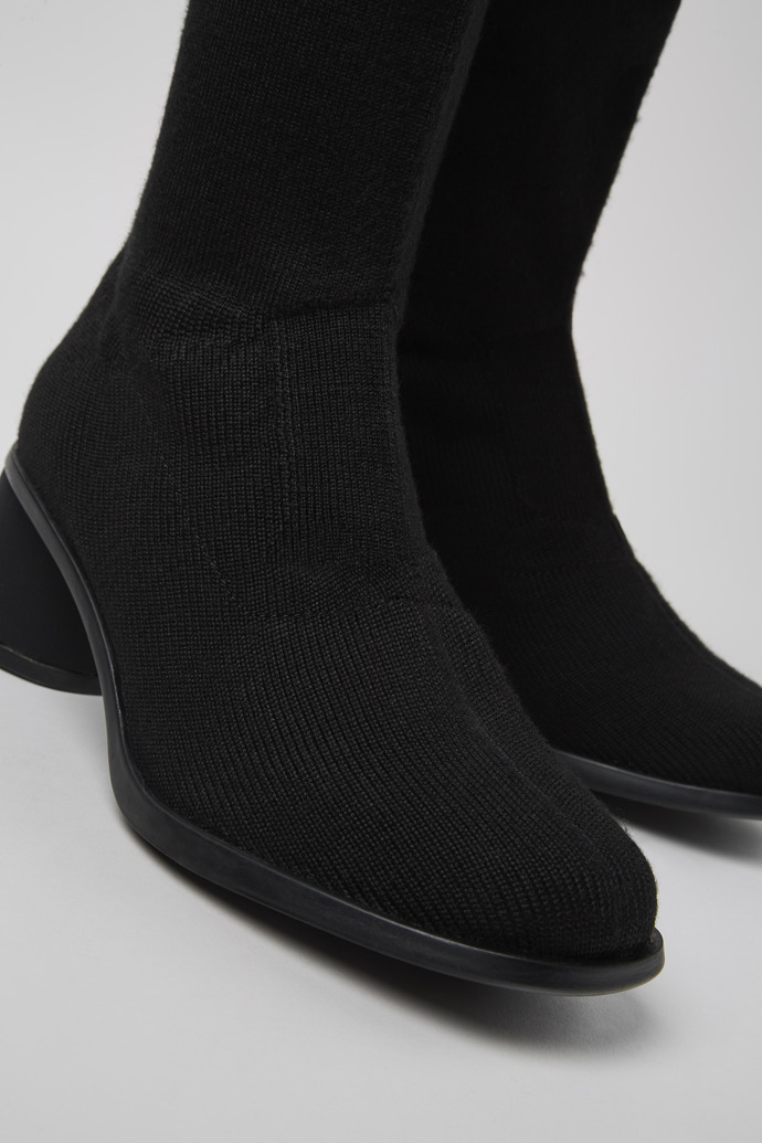 Close-up view of Kiara TENCEL® Black textile high-boot for women