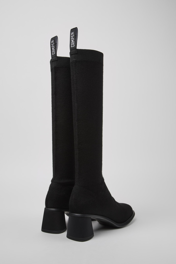 Back view of Kiara TENCEL® Black textile high-boot for women