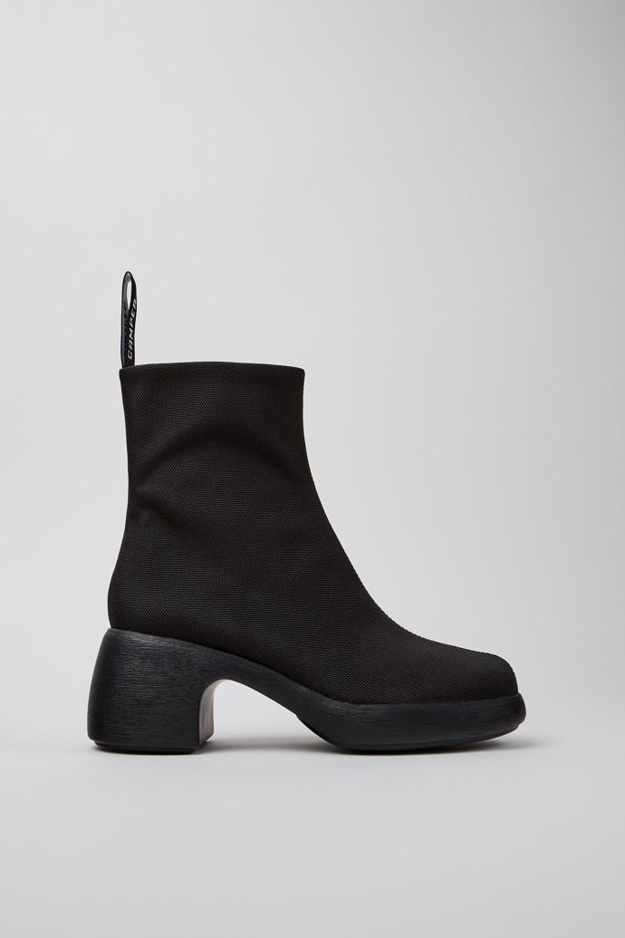 Image of Side view of Thelma Black Textile Boots for Women