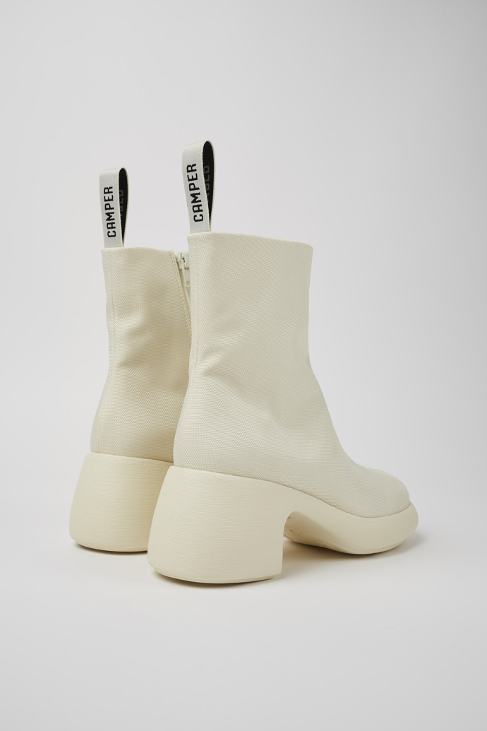 Back view of Thelma White Textile Boots for Women