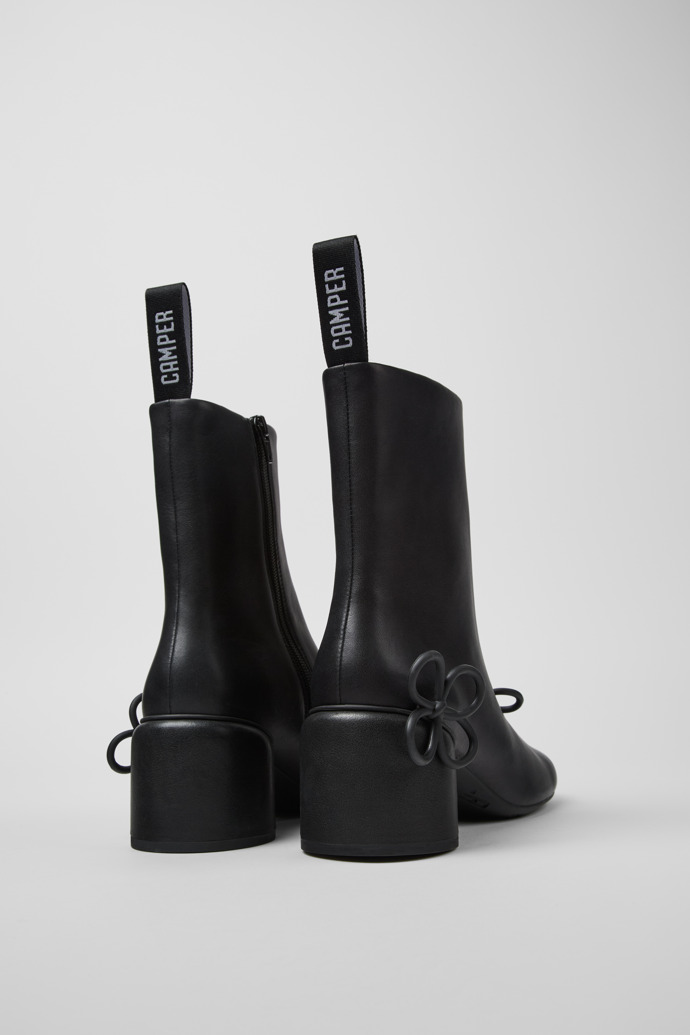 Back view of Twins Black Leather Boots for Women