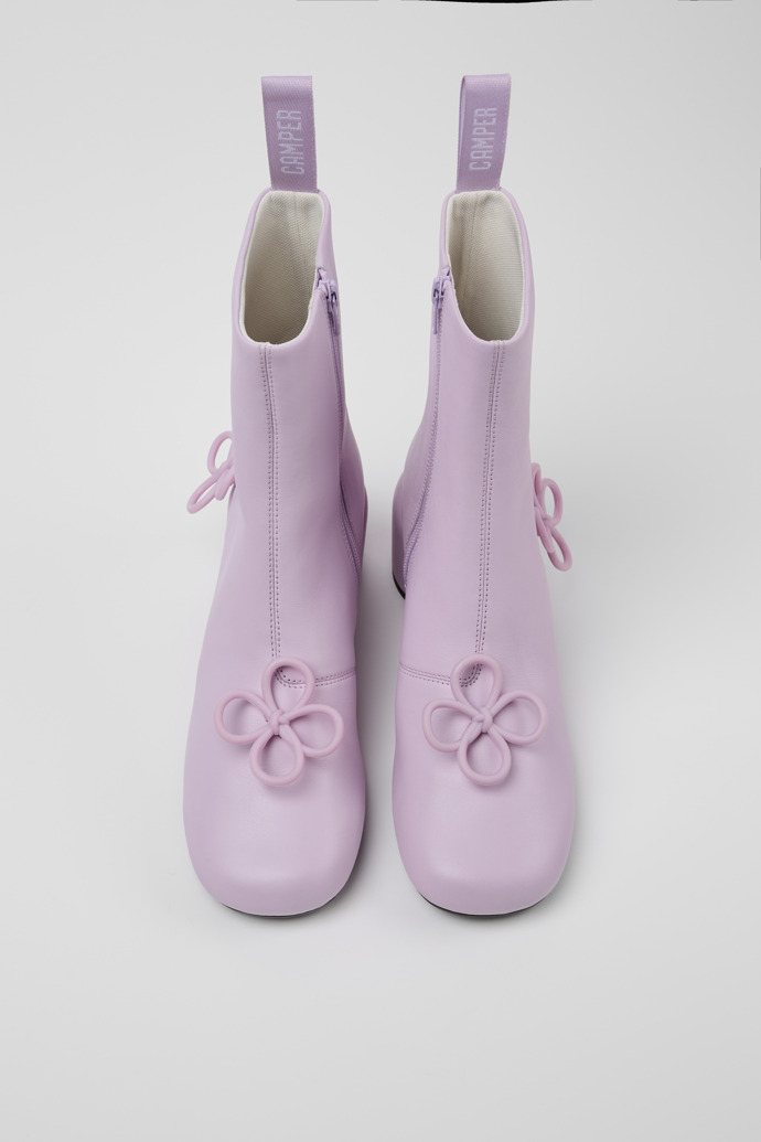 Overhead view of Twins Purple Leather Boots for Women