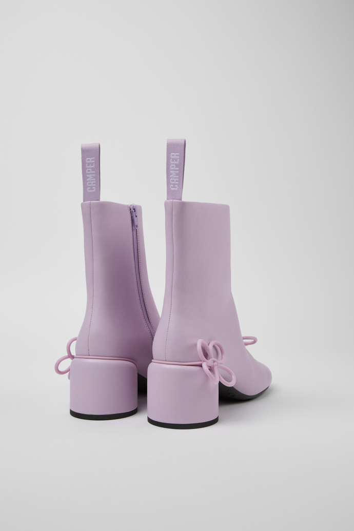 Back view of Twins Purple Leather Boots for Women