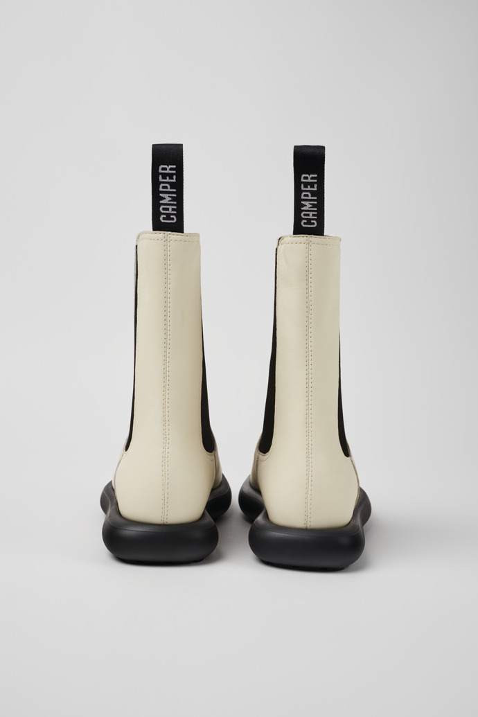 Back view of Onda White Leather Boots for Women