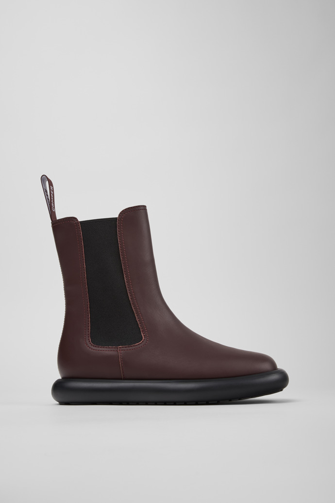 Side view of Onda Burgundy Leather Ankle Boots for Women.
