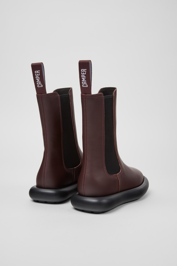 Back view of Onda Burgundy Leather Ankle Boots for Women.