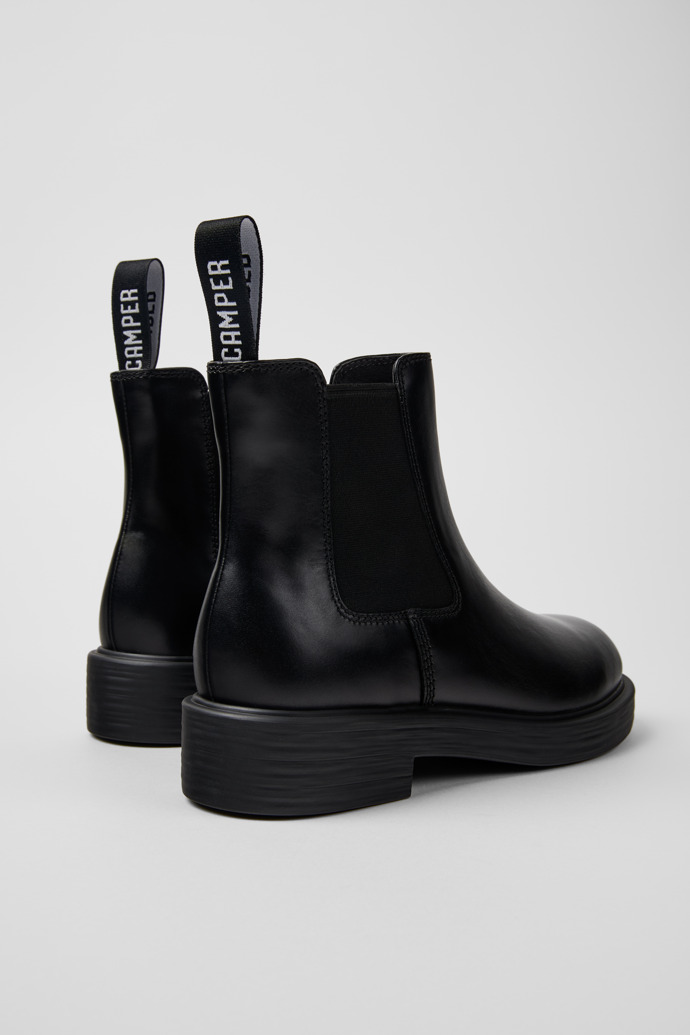 Back view of Dean Black leather ankle boots for women