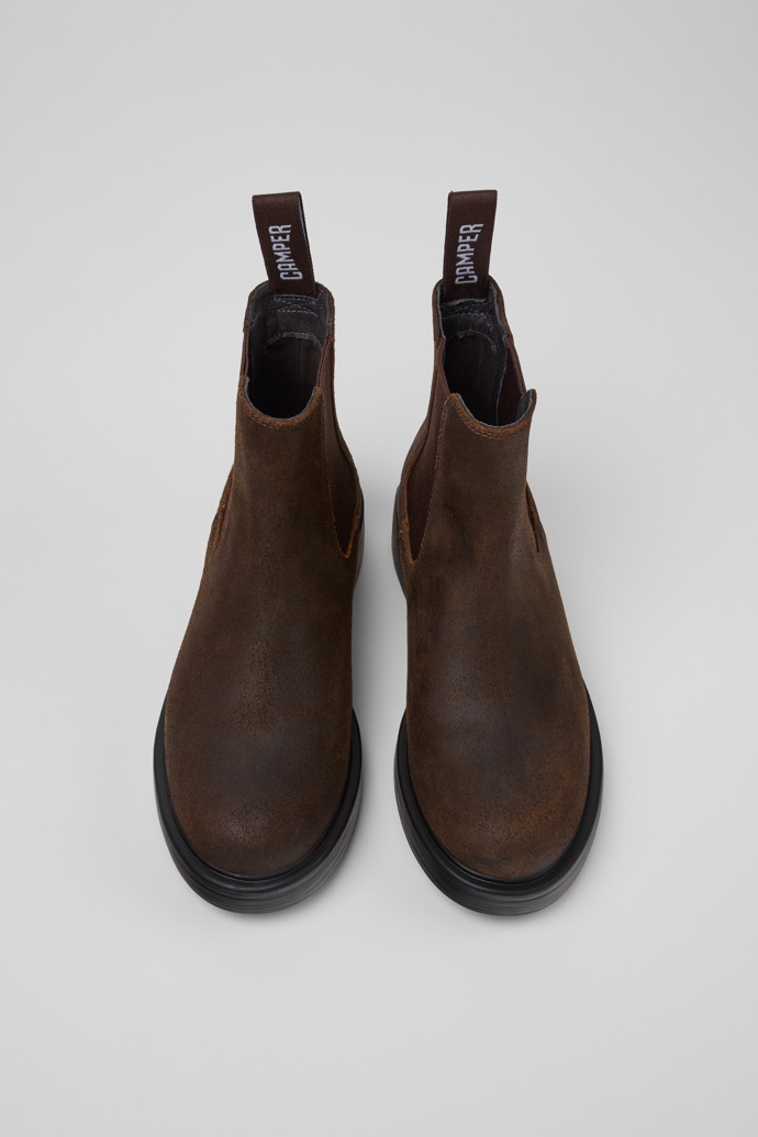 Overhead view of Dean Brown Nubuck Ankle Boots for Women.