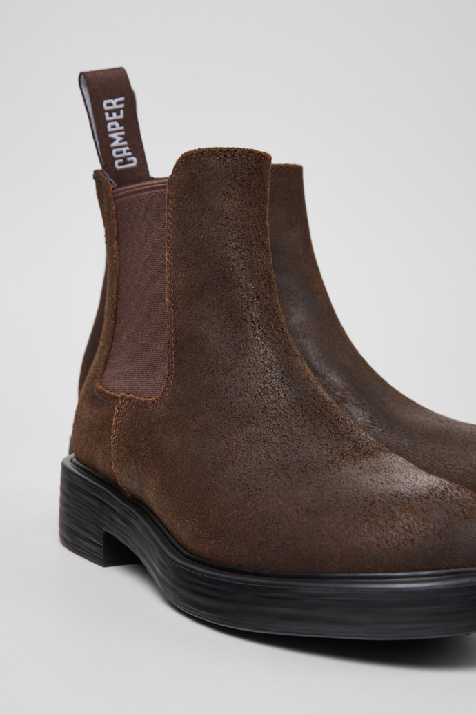 Close-up view of Dean Brown Nubuck Ankle Boots for Women.