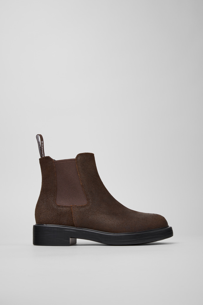 Side view of Dean Brown Nubuck Ankle Boots for Women.