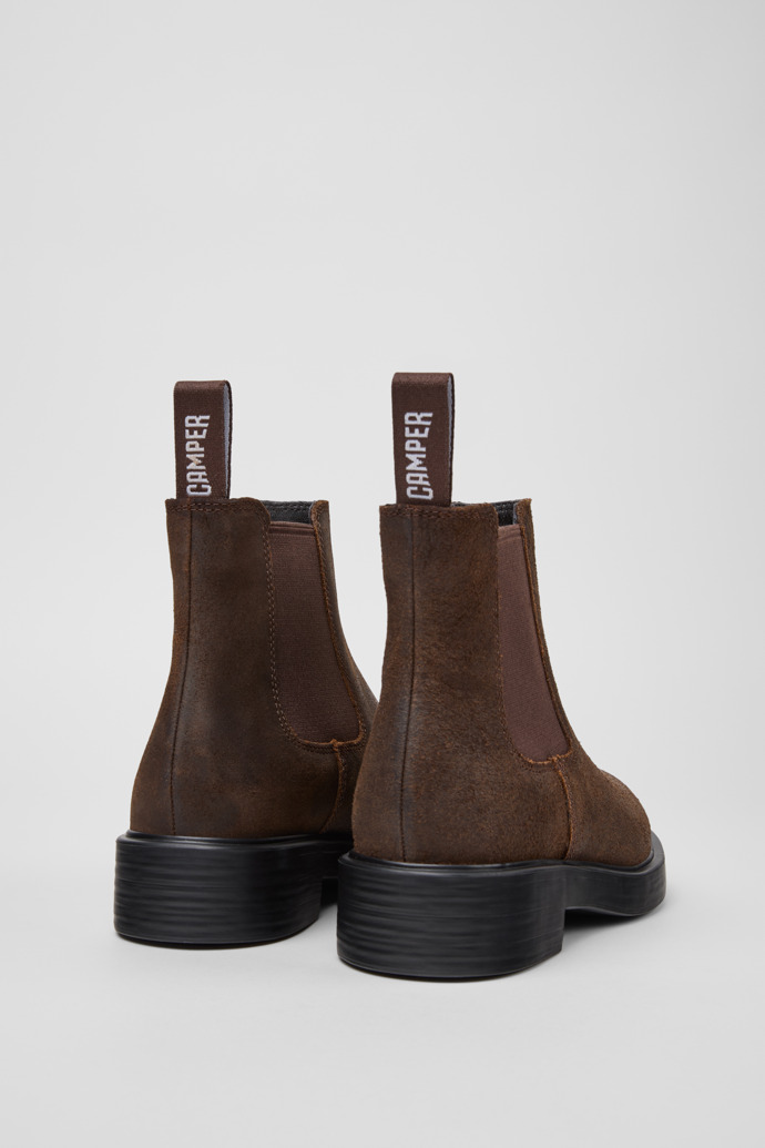 Back view of Dean Brown Nubuck Ankle Boots for Women.