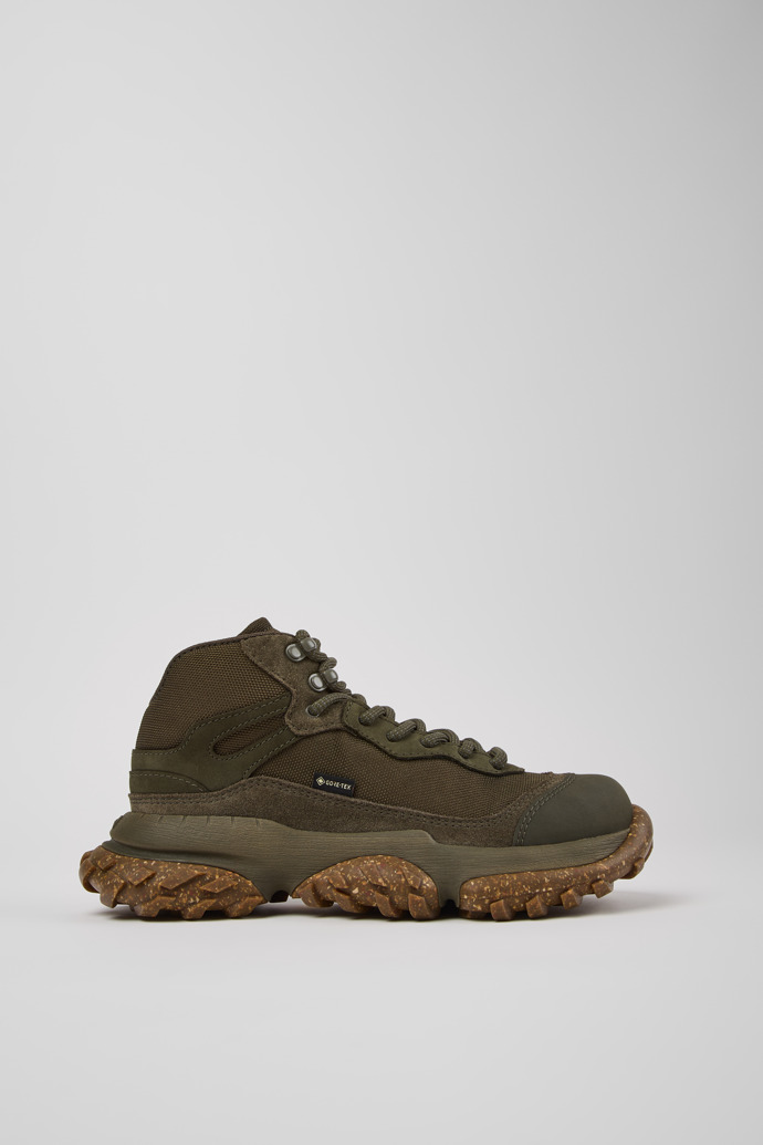 Side view of Karst Trek - GORE-TEX Green Textile and Nubuck Ankle Boots for Women.