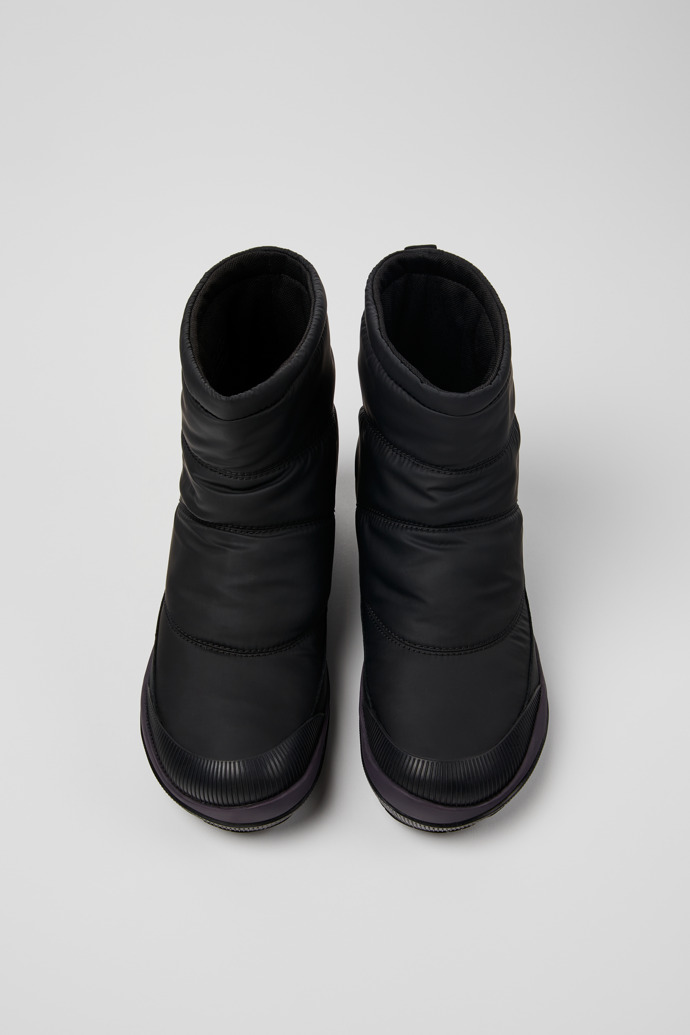 Overhead view of Peu Pista Black Textile and Leather Boots for Women