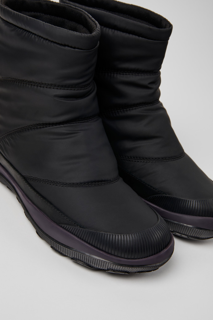 Close-up view of Peu Pista Black Textile and Leather Boots for Women