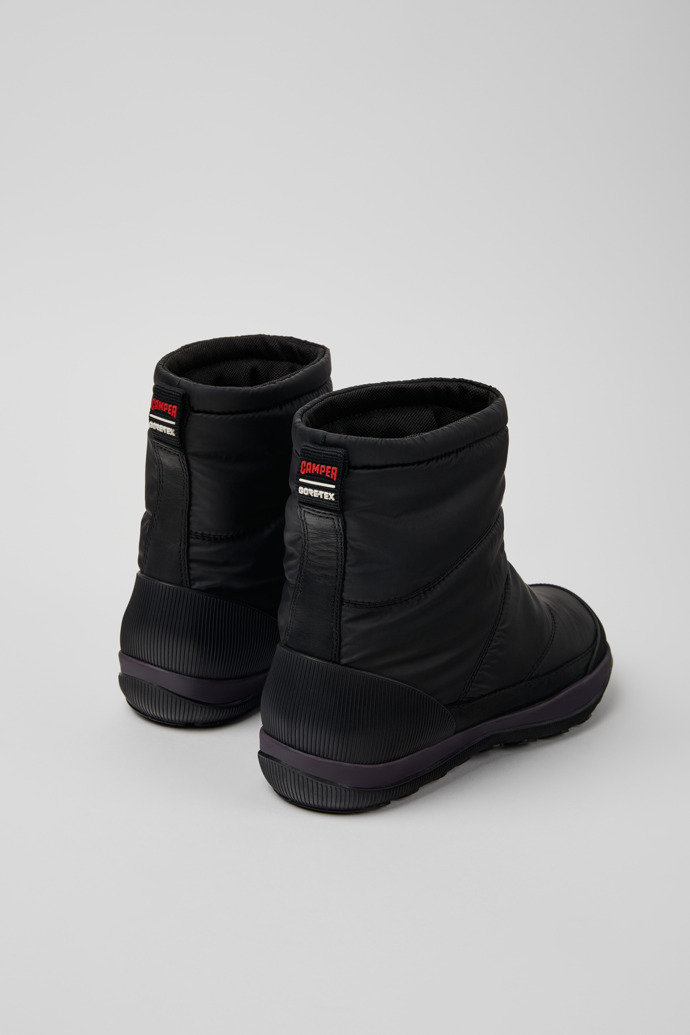 Back view of Peu Pista Black Textile and Leather Boots for Women