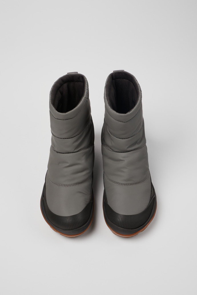 Overhead view of Peu Pista Gray Textile and Leather Boots for Women