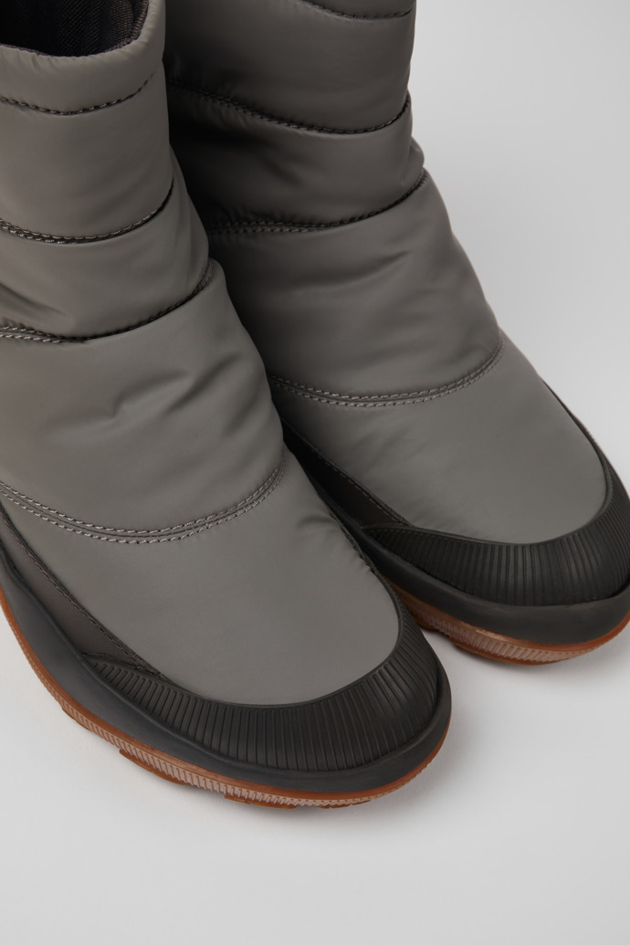 Close-up view of Peu Pista Gray Textile and Leather Boots for Women