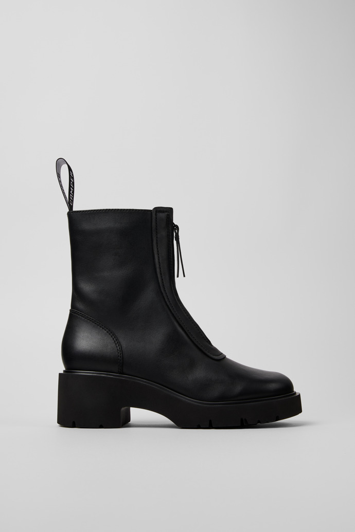 Milah Bottes zippées en cuir noir pour femme