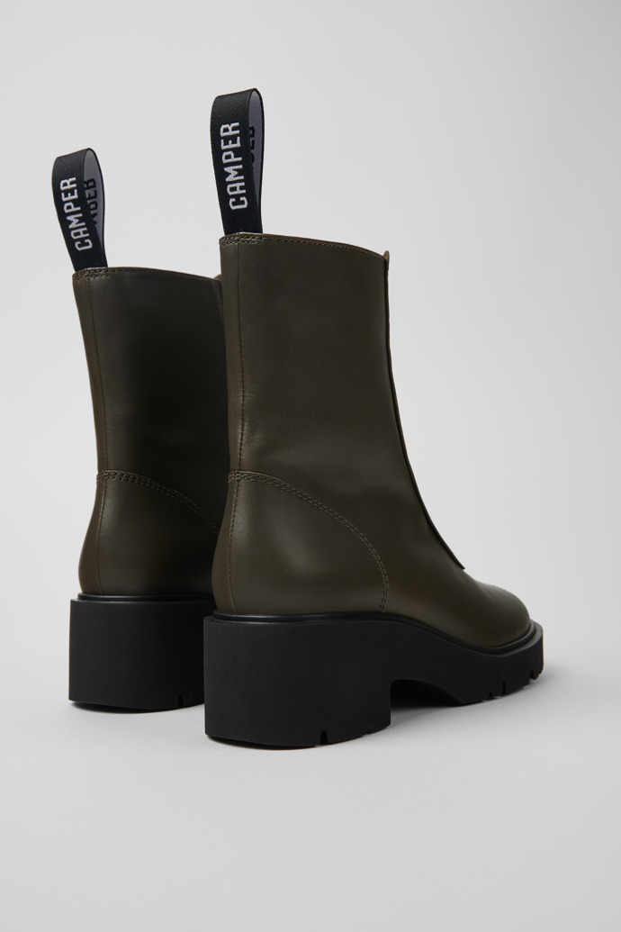 Milah <b>Bottes zippées en cuir vert pour femme</b>