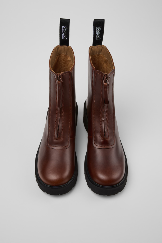 Milah Botas de media caña de piel marrón para mujer.