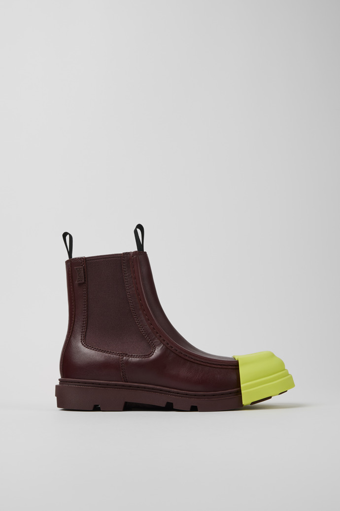 Side view of Junction Burgundy leather chelsea boots for women