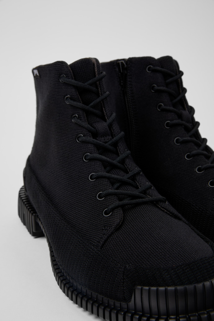 Close-up view of Pix TENCEL® Black Textile Ankle Boots for Women