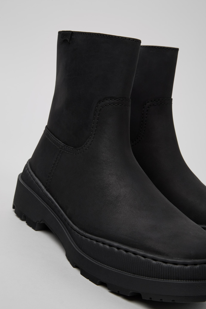 Close-up view of Brutus Trek MICHELIN Black nubuck boots for women