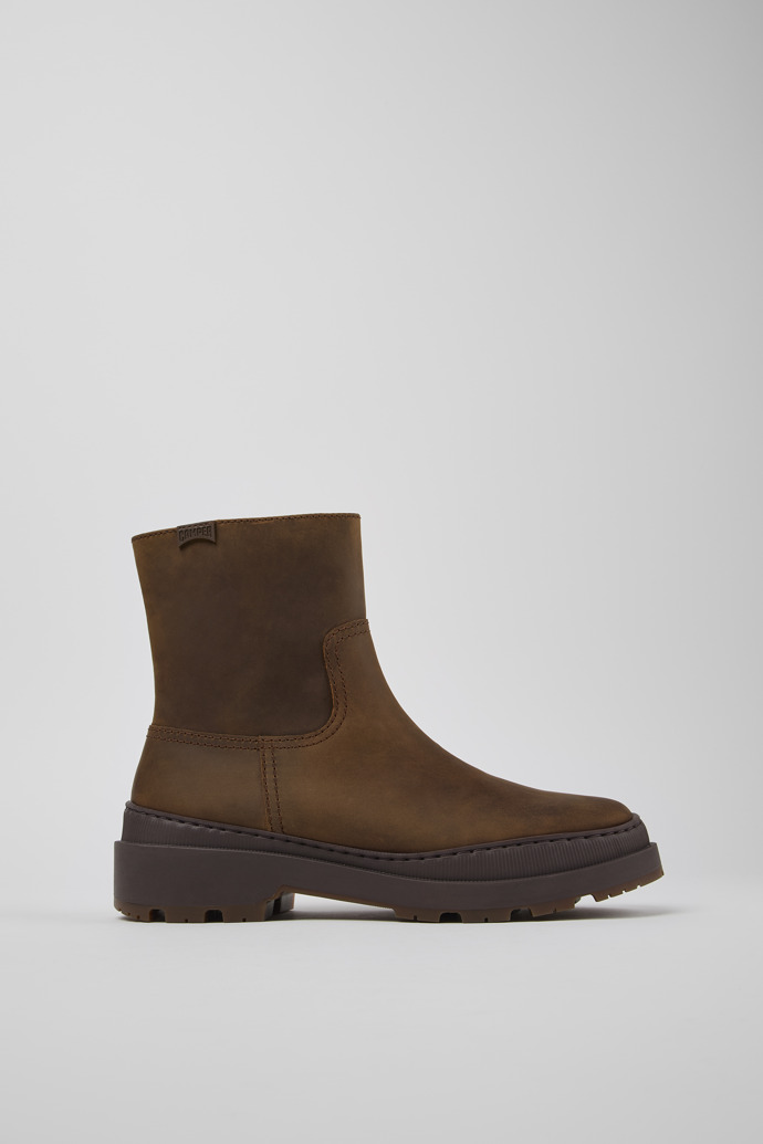 Side view of Brutus Trek Brown nubuck boots for women