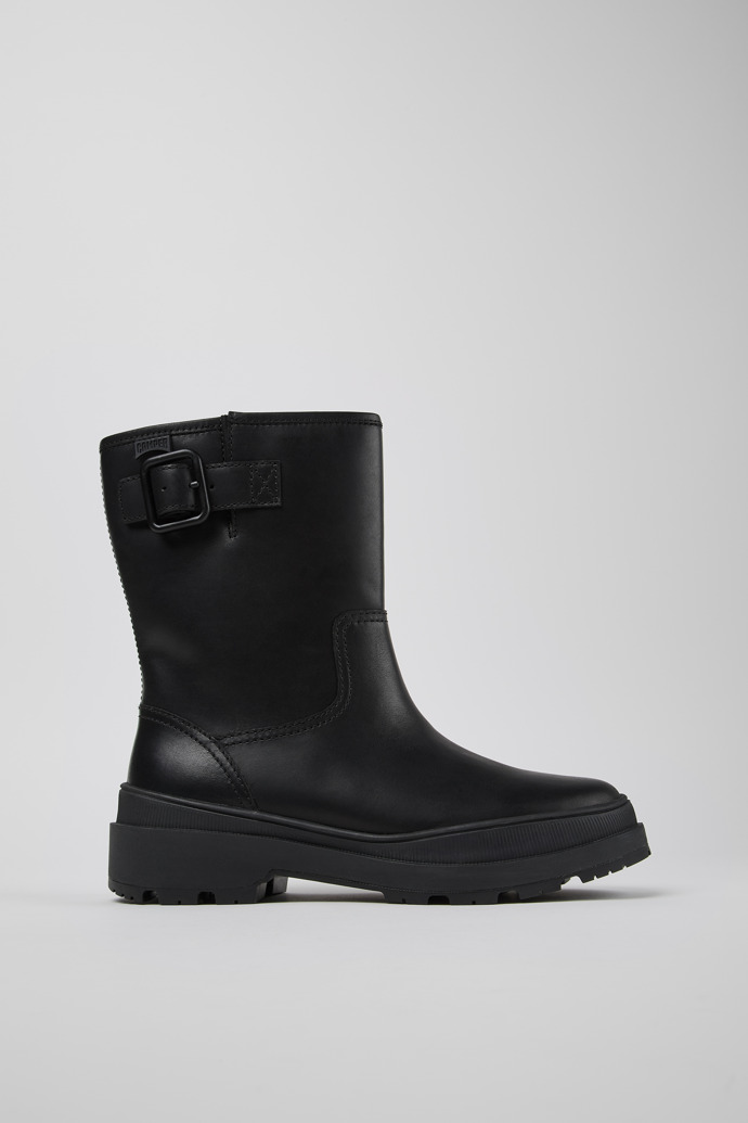 Side view of Brutus Trek Black nubuck boots for women