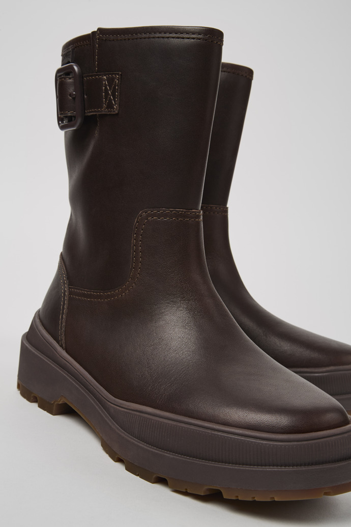 Close-up view of Brutus Trek MICHELIN Brown nubuck boots for women