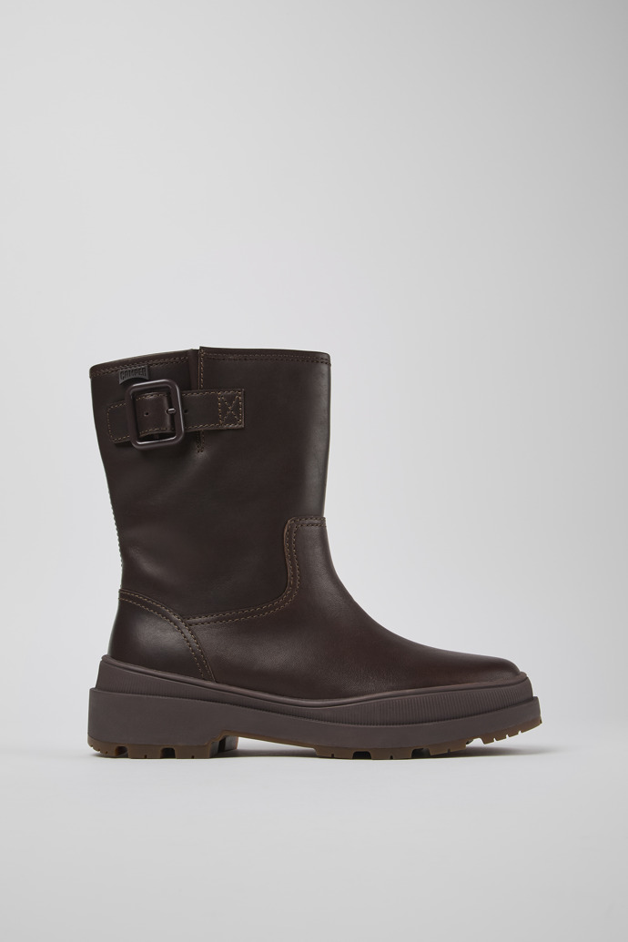 Side view of Brutus Trek Brown nubuck boots for women