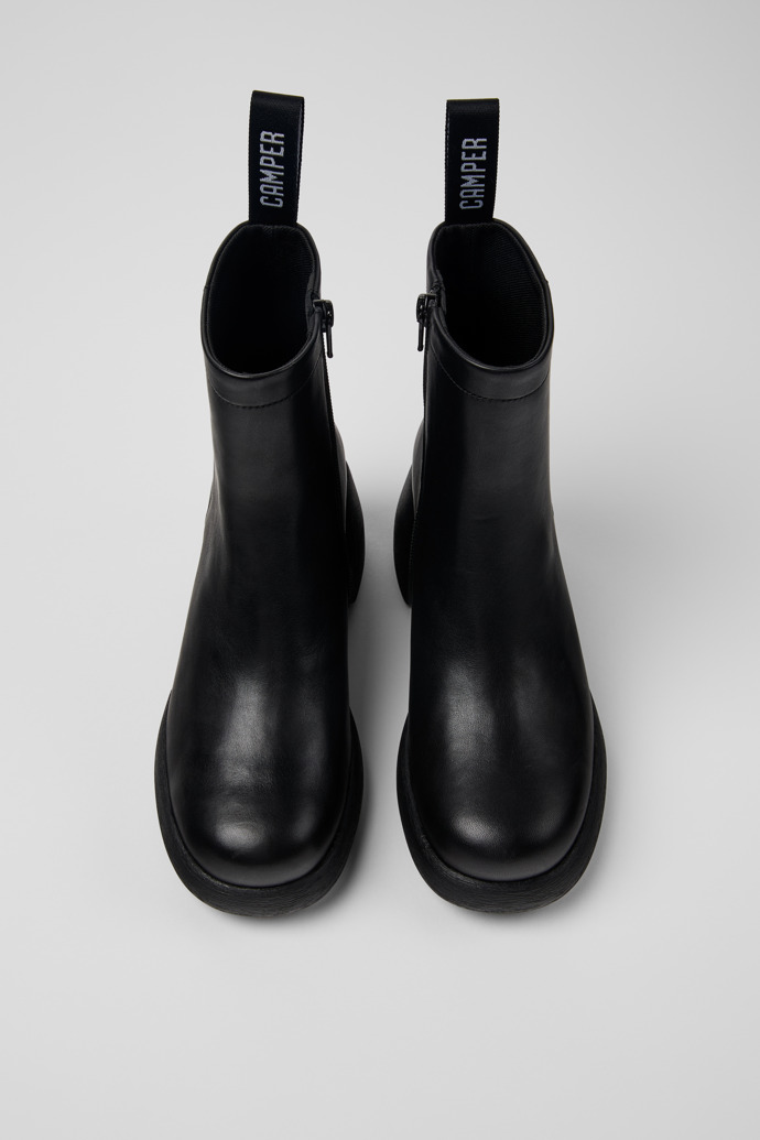 Overhead view of Thelma Black Leather Boots for Women