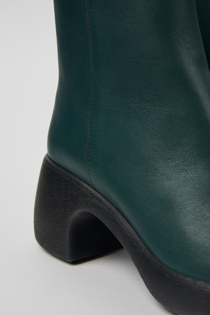 Close-up view of Thelma Green Leather Boots for Women