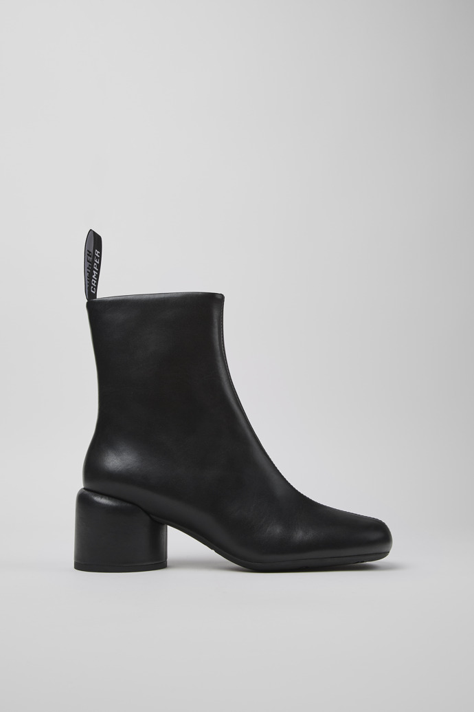 Image of Side view of Niki Black Leather Boots for Women