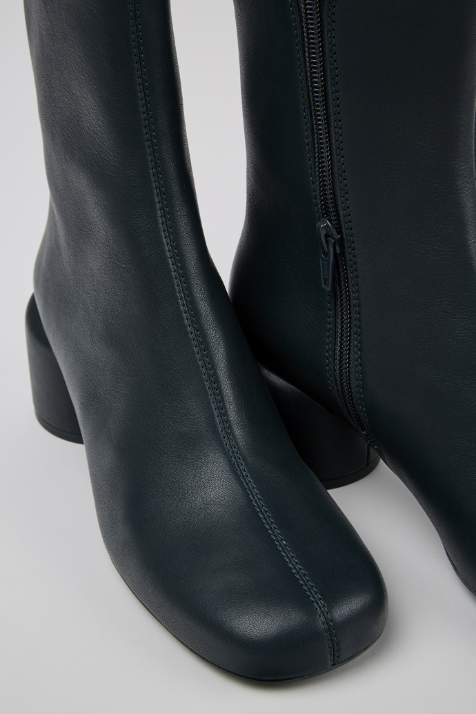 Close-up view of Niki Green Leather Boots for Women