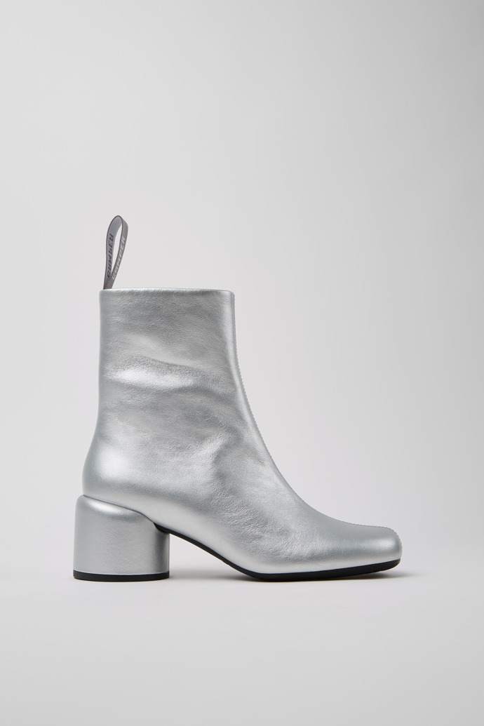 Niki Bottines en cuir argenté pour femme.