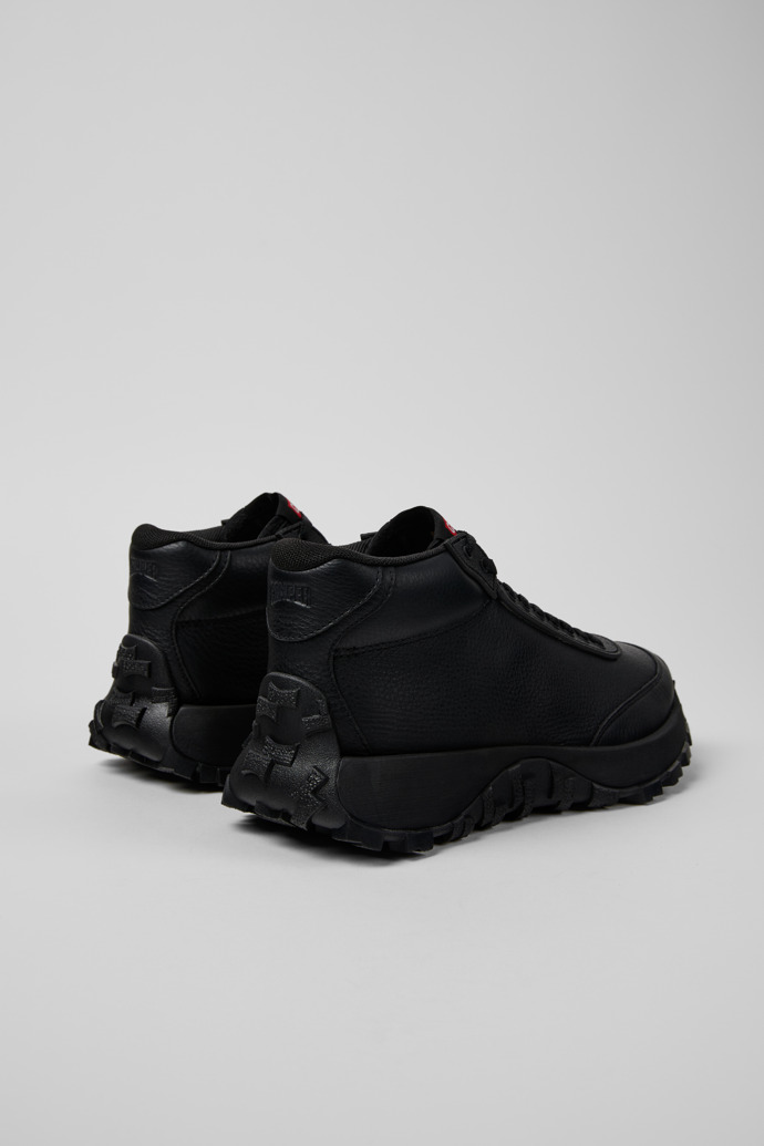 Back view of Drift Trail VIBRAM Black leather sneakers for women