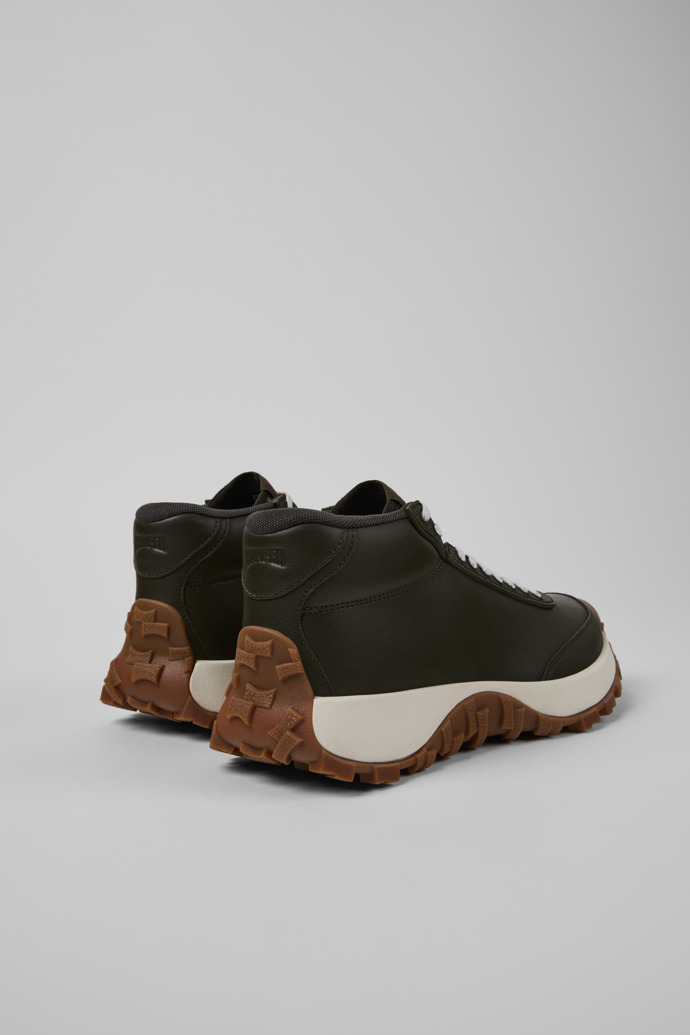 Back view of Drift Trail VIBRAM Green leather sneakers for women